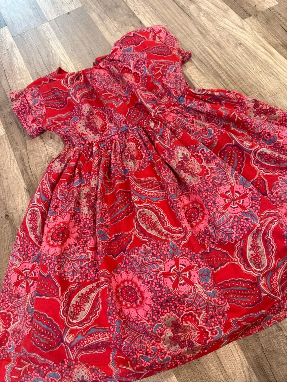 Tea Collection Girls Red Paisley Floral Dress